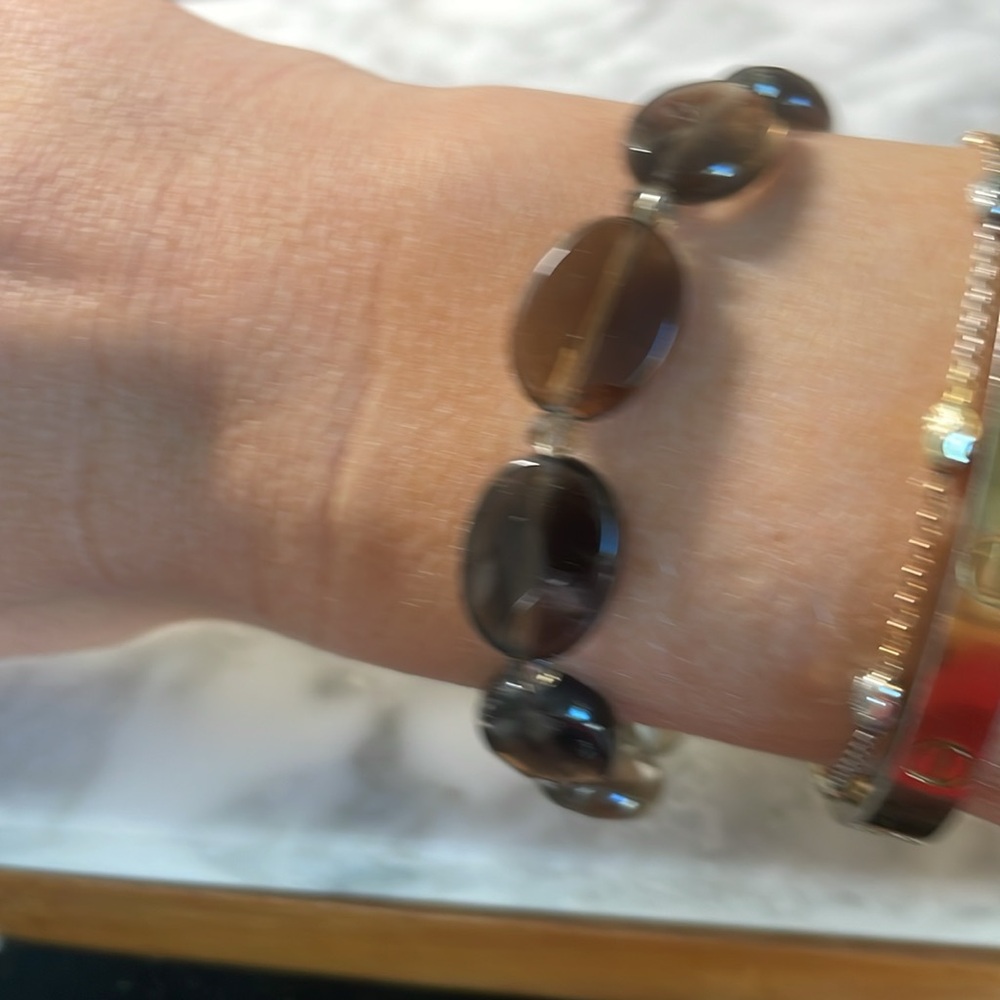 Smokey quartz & crystal bracelet in size 7” - Picture 2 of 3